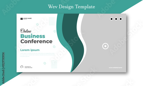Online business conference web banner design template