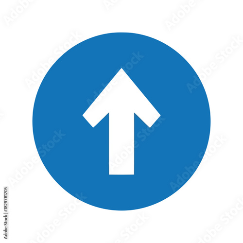 Blue circle up arrow icon: forward direction, progress, next step symbol Vector