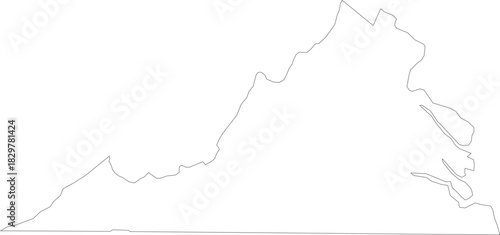 Virginia Map Stroke Outline Isolated State of USA Minimalist Vector