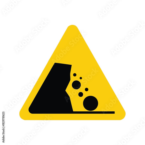 Falling rocks warning sign icon vector Vector