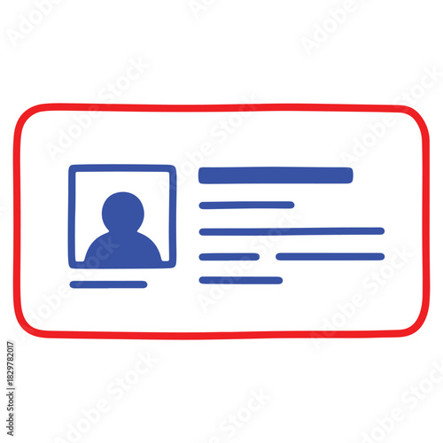 Identification card with a red border and a profile icon and personal information displayed for identity verification and access control purposes