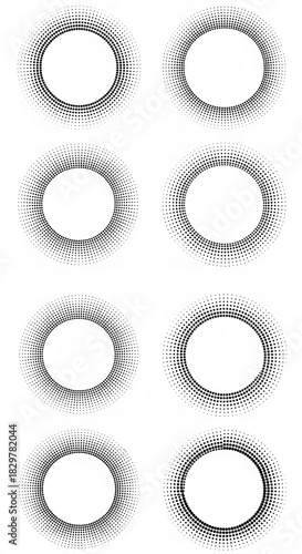 Assortment of dotted ring patterns for abstract designs and graphic embellishments
