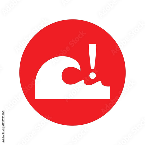 Tsunami warning icon vector   ocean wave danger alert symbol Vector