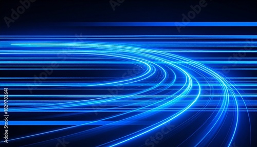 Speed shape art blue neon light curve art illustration pattern