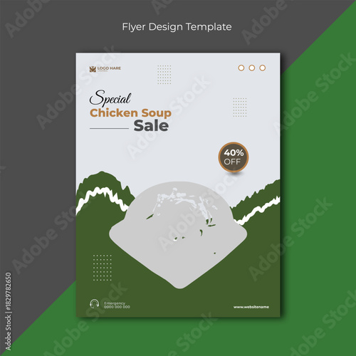 Winter food chicken soup Social media post and flyer design template