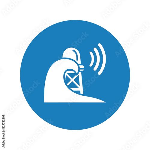 Radio wave broadcast icon: maritime signal & communication tower Vector