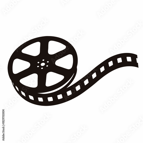 Film reel with strip in black and white representing the cinema world