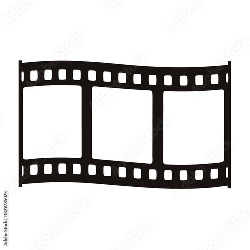 Black and white silhouette illustration of a 35mm film strip roll