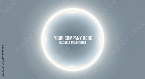 Abstract luminous ring with gradient center and editable text, sleek modern design
