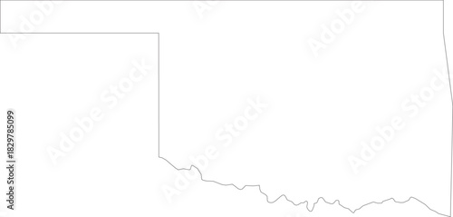 Oklahoma Map Stroke Outline Isolated State of USA Minimalist Vector