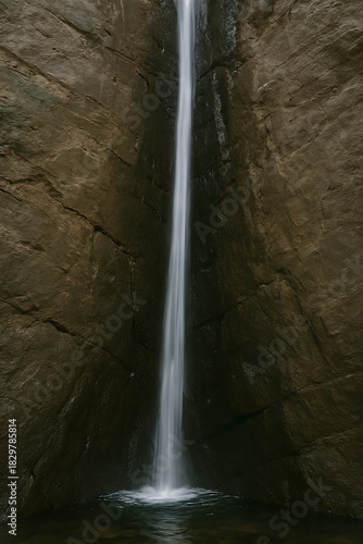 Twin silken falls between burnished walls