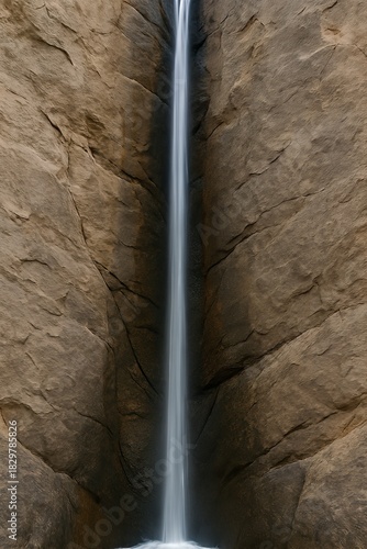 Knife-thin waterfall in granite slot