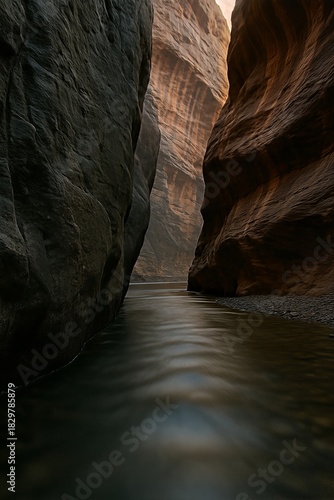 Slot canyon with polished streambed