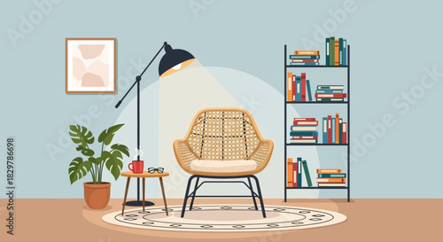 Cozy Rattan Armchair with Cushions and Decorative Elements