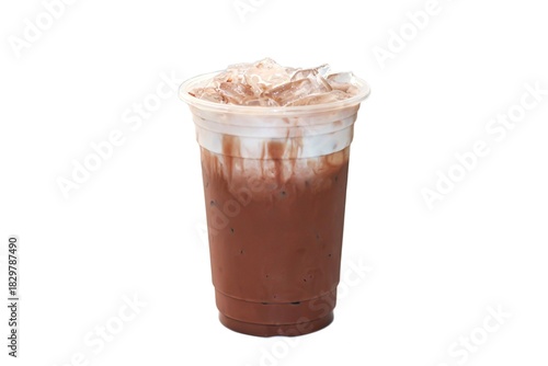 Ice cocoa put on white background by isolated concept