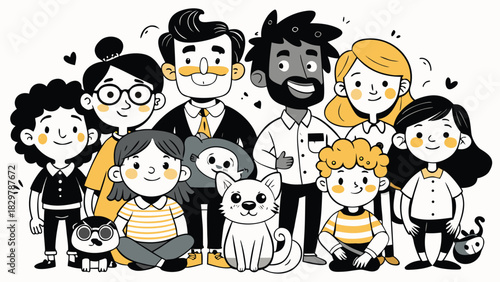 Coloring pages featuring Thank You Family theme, showcasing various family members and gratitude expressions..eps