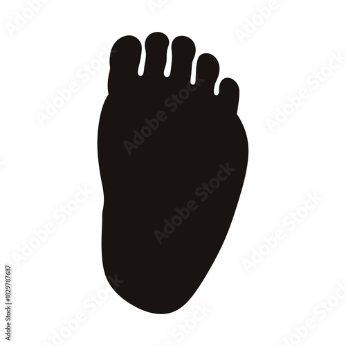 Detailed silhouette depiction of a human foot on a white background