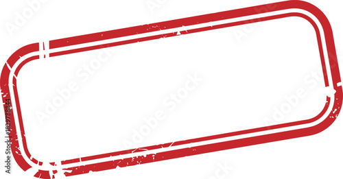 Horizontal red grunge double outline rounded rectangle stamp border for official documents and custom labels