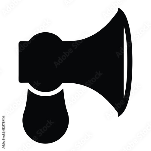 Simple black and white megaphone icon for broadcasting information to groups
