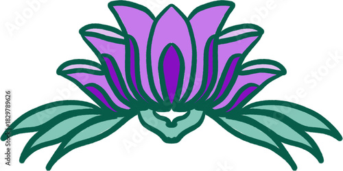 Korean Lotus Flower Pattern – Vector Illustration