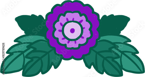Korean Traditional Flower Motif – Purple Floral Ornament
