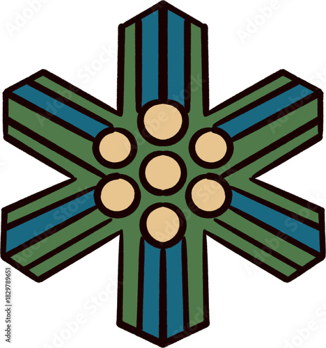 Korean Traditional Geometric Flower Pattern – Folk Art Ornament