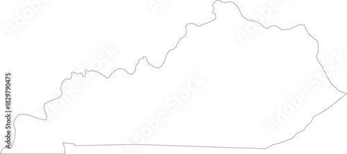 Kentucky Map Stroke Outline Isolated State of USA Minimalist Vector