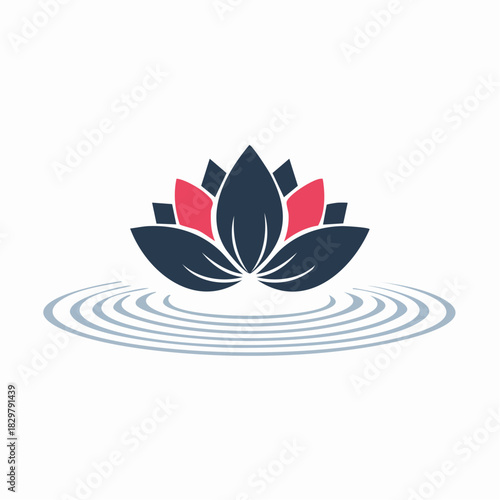 Elegant lotus flower design on calm water ripples symbolizing harmony and peace
