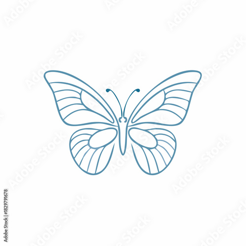 Elegant Butterfly Outline Illustration, Simplistic Design for Creative Projects
