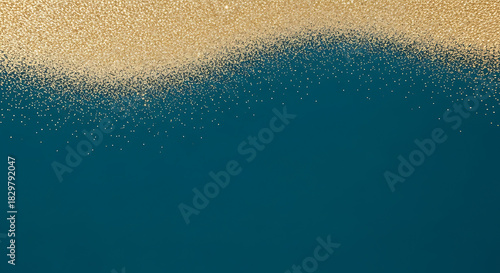 Gold glitter border on a deep teal blue background for celebration