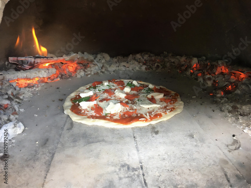 pizza in oven
