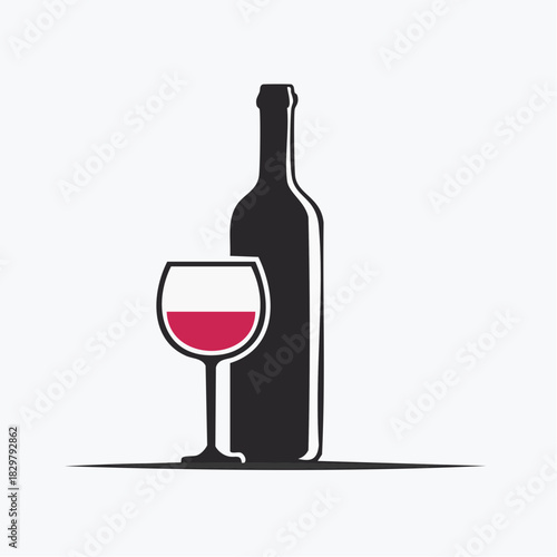 Elegant wine presentation a harmonious composition of bottle and glass illustration