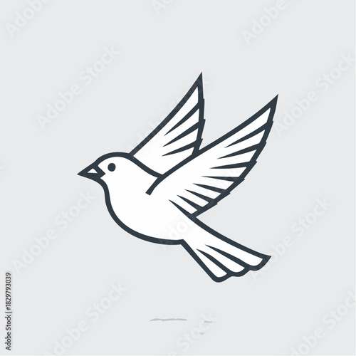 Elegant minimalistic line art illustration of a bird in flight for design project