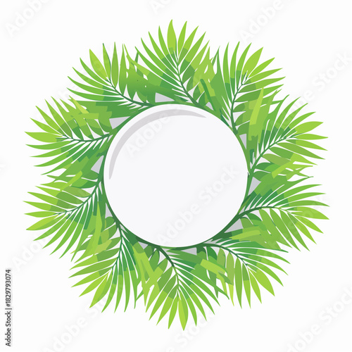 Elegant palm leaf frame design for summer greetings and tropical themed designs