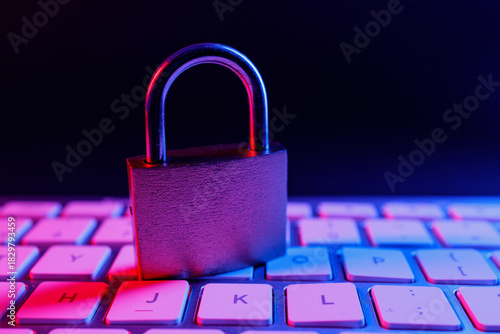 Wallpaper Mural Cyber security lock on keyboard symbolizes internet protection in the digital age Torontodigital.ca