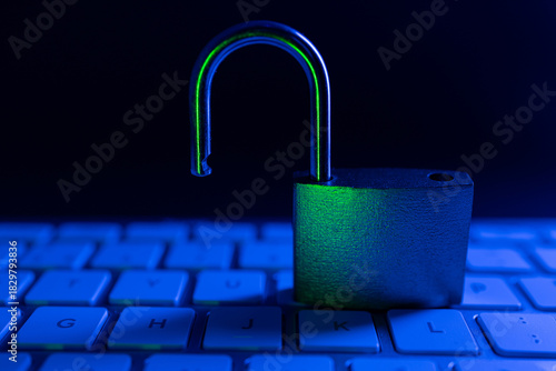 Wallpaper Mural Padlock symbolizing vulnerability on a keyboard representing cyber security risks Torontodigital.ca