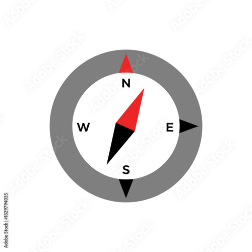 Compass pointing north providing direction for navigation and exploration, symbolizing guidance and adventure in a minimalist style.