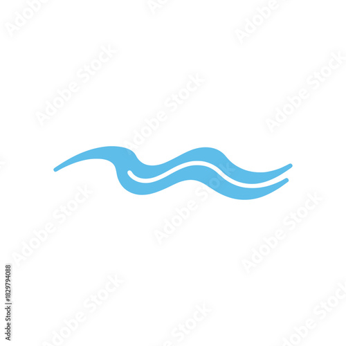 Blue wave flows gracefully across a white surface, symbolizing purity and tranquility in a minimalist style.