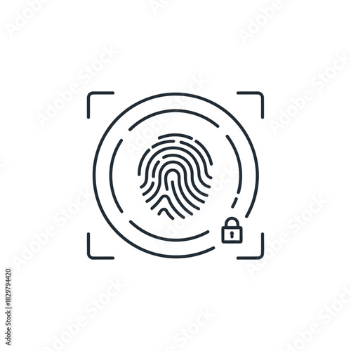 Fingerprint scan with lock represents biometric security and identity verification in a modern technology system, emphasizing safety and access control.