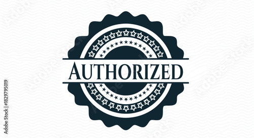 Authorized vintage rubber stamp seal with a classic rosette design, perfect for official documents, certificates, and business approvals.