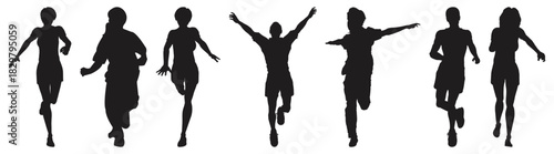 Dynamic Running Athletes Silhouette Vector Collection.