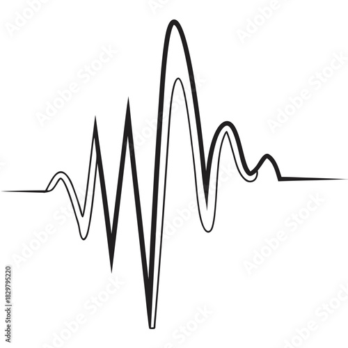 Black and white heartbeat line graph