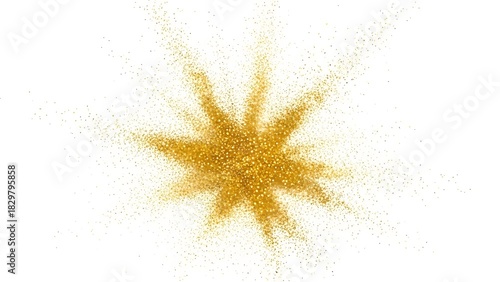 ✨ Gold Glitter Powder Explosion in a Starburst Shape on White