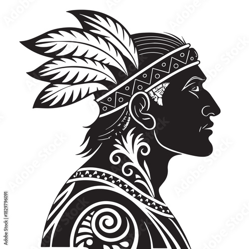 Black polynesian mythology Silhouette Vector, High Quality Illustration on White Background