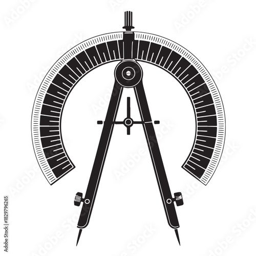 Black protractor Silhouette Vector, High Quality Illustration on White Background