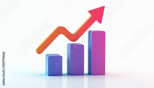 3d bar graph with ascending arrow on clean white background. Financial chart shows business growth sales increase, success. Diagram market progress profit investment return, economic upturn Free Download 3d bar graph with ascending arrow on clean white background. Financial chart shows business growth sales increase, success. Diagram market progress profit investment return, economic upturn - GFXLoad