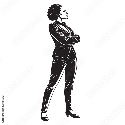 Black project management man Silhouette Vector, High Quality Illustration on White Background