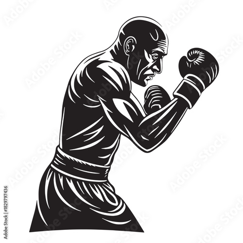 Black pugilism europe old school bare knuckle Silhouette Vector, High Quality Illustration on White Background