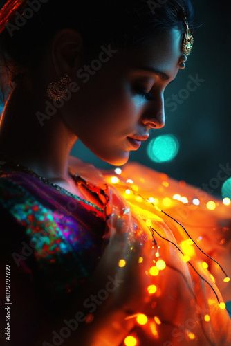 AI. Woman wearing traditional sari