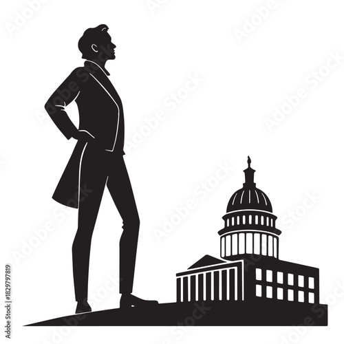 Black public policy Silhouette Vector, High Quality Illustration on White Background